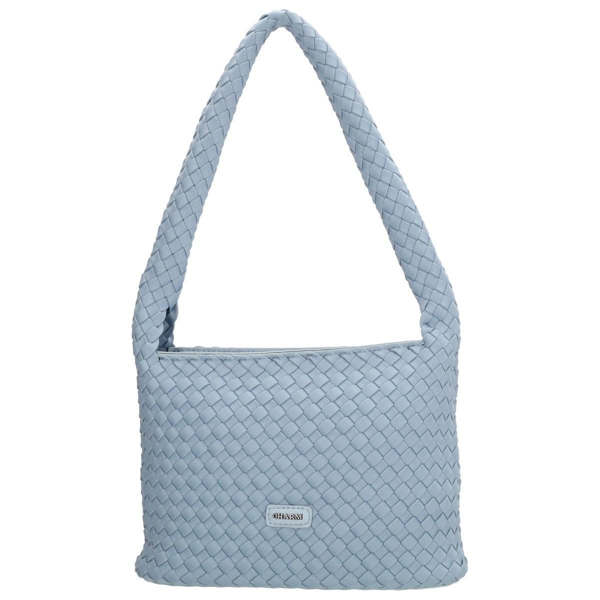 Handtasche in Hellblau 19x30cm geflochtene Optik - leder-accessoires.com