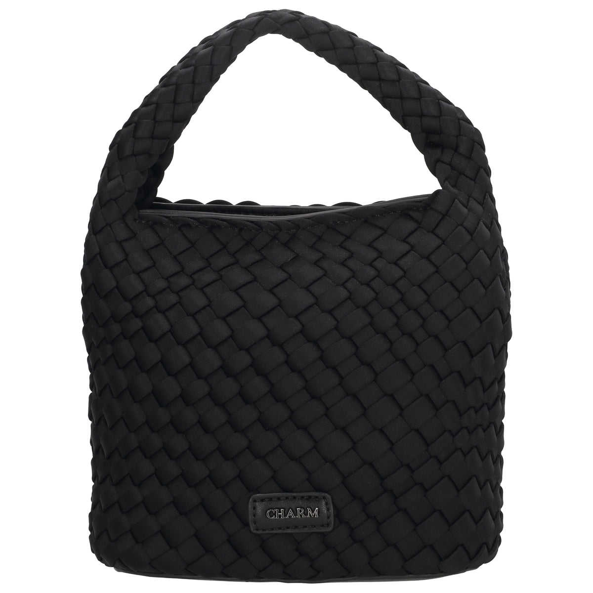 Handtasche in Schwarz 17,5x22cm geflochtene Optik - leder-accessoires.com