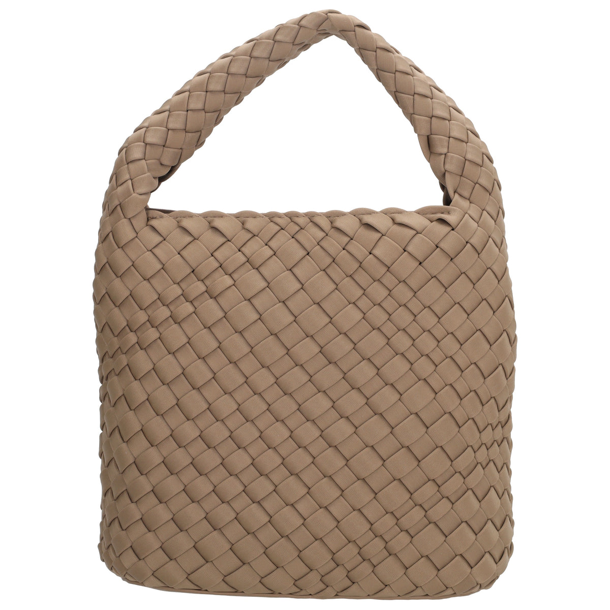 Handtasche in Taupe 17,5x22cm geflochtene Optik - leder-accessoires.com