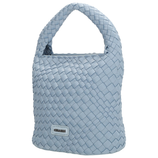 Handtasche in Hellblau 17,5x22cm geflochtene Optik - leder-accessoires.com
