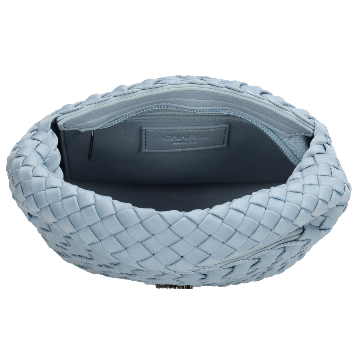 Handtasche in Hellblau 17,5x22cm geflochtene Optik - leder-accessoires.com