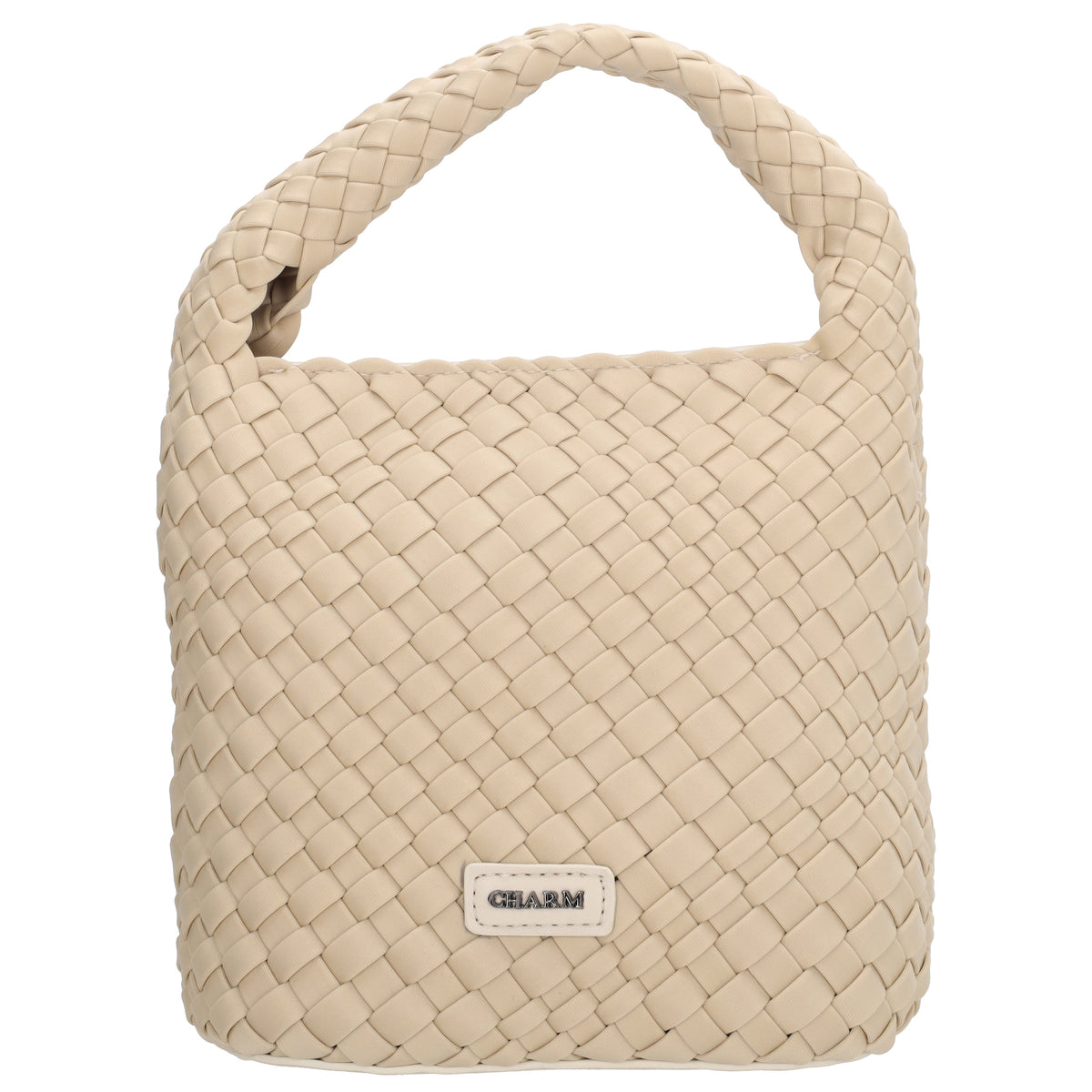 Handtasche in Creme 17,5x22cm geflochtene Optik - leder-accessoires.com