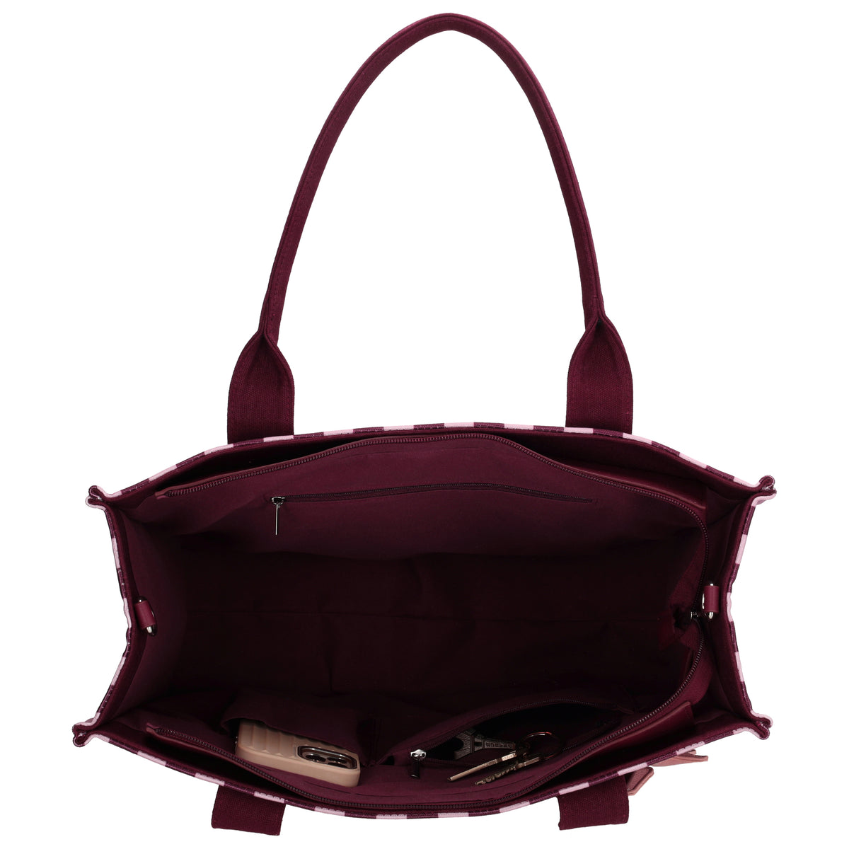 Shopper | Strandtasche 42x33cm Pink gestreift mit Reißverschluss - leder-accessoires.com