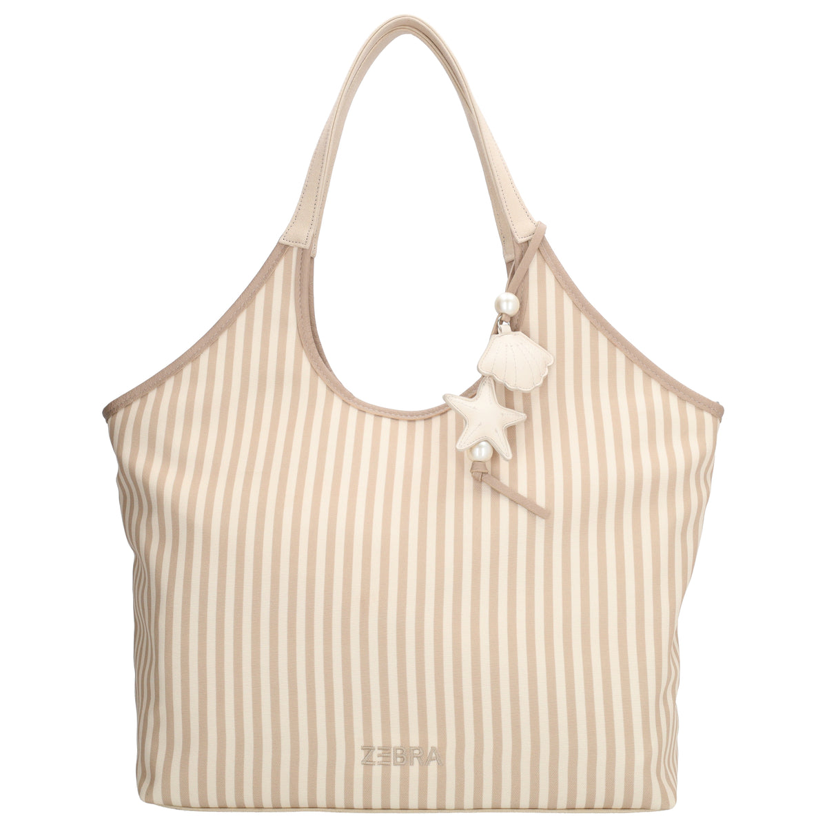 Shopper | Strandtasche 51x32cm Creme gestreift mit Reißverschluss - leder-accessoires.com
