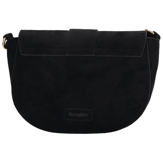 Schwarze Crossbody 20 x 14cm Tasche Damen – kleine Umhängetasche in Velours-Optik