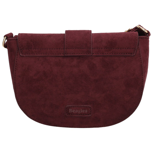 Crossbody Tasche 20 x 14cm Damen Burgunder – Umhängetasche in Velours-Optik