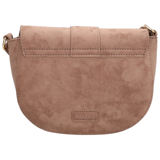 Crossbody Tasche 20 x 14cm Damen Taupe – kleine Umhängetasche in Velours-Optik