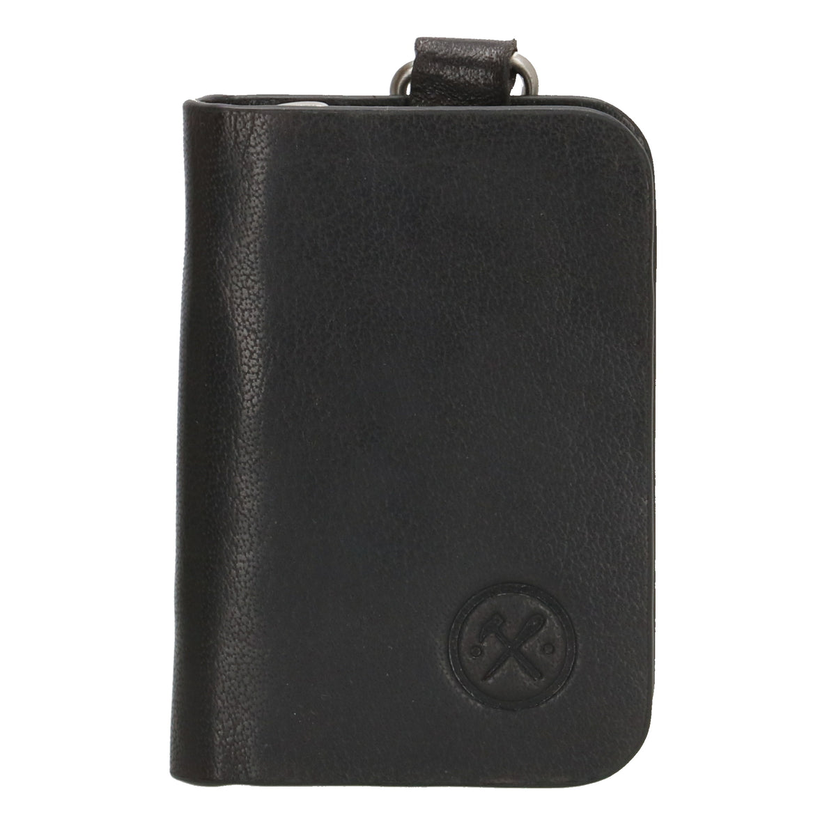 Schlüsseletui 7,5x9cm in Schwarz aus Leder mit Karabiner - leder-accessoires.com