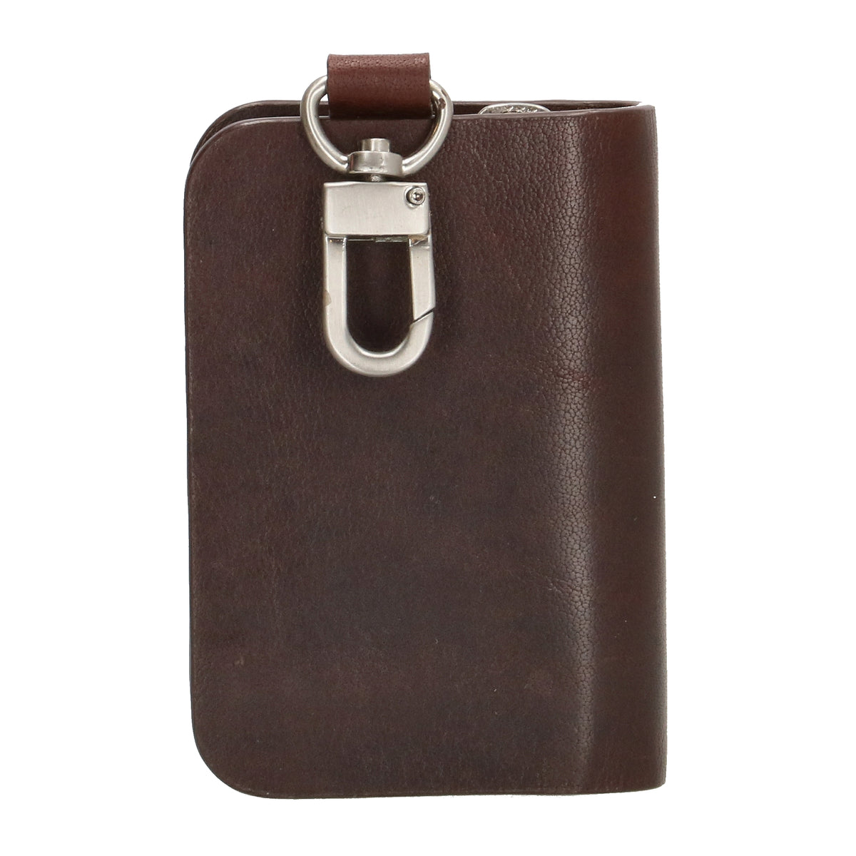 Schlüsseletui 7,5x9cm in Braun aus Leder mit Karabiner - leder-accessoires.com