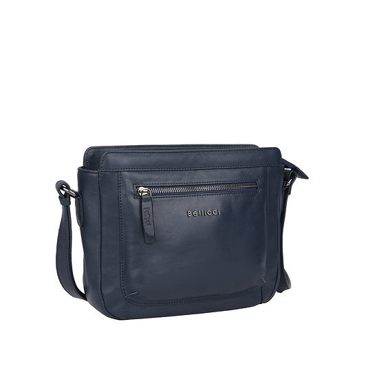 Umhängetasche 26x22cm in Marine|Blau mit Reißverschluss - leder-accessoires.com