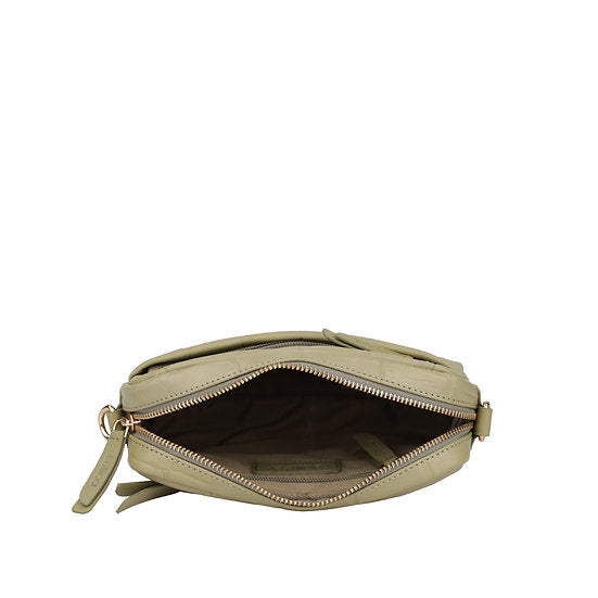 Umhängetasche 22x15cm in Mint mit Krokooptik - leder-accessoires.com