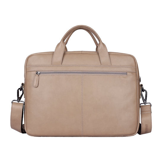 Businesstasche 40,5x30cm in Taupe mit Reißverschluss und Vortasche - leder-accessoires.com