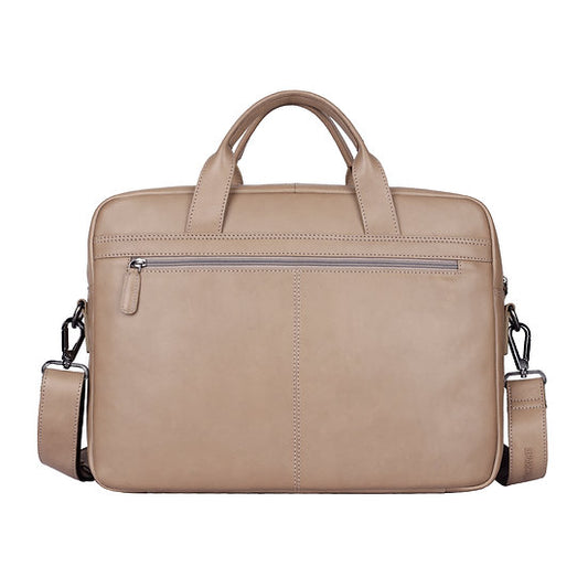 Businesstasche 40,5x30cm in Taupe mit Reißverschluss und Vortasche - leder-accessoires.com