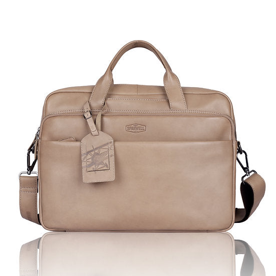 Businesstasche 40,5x30cm in Taupe mit Reißverschluss und Vortasche - leder-accessoires.com