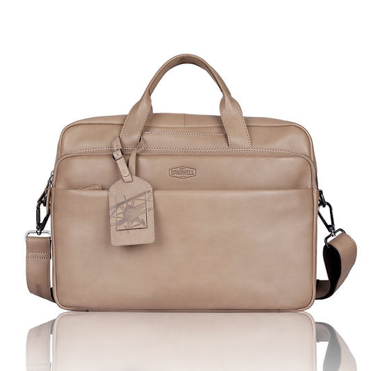 Businesstasche 40,5x30cm in Taupe mit Reißverschluss und Vortasche - leder-accessoires.com