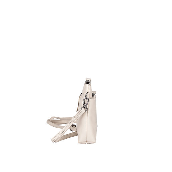 Umhängetasche 22,5x16cm in Beige mit Reißverschluss - leder-accessoires.com