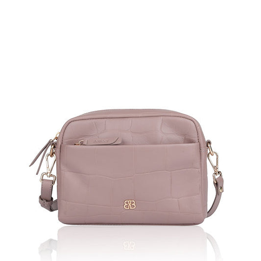 Umhängetasche 22x15cm in Lila mit Krokooptik - leder-accessoires.com