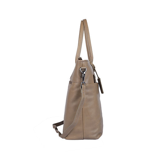 Ledershopper in Taupe|Grau mit Reißverschluss und Vortaschen - leder-accessoires.com