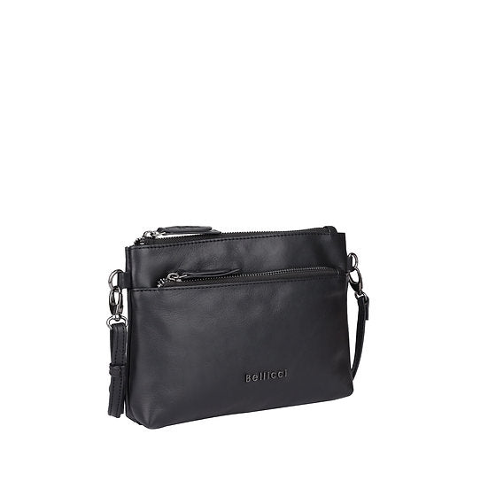 Umhängetasche 22,5x16cm in Schwarz mit Reißverschluss - leder-accessoires.com