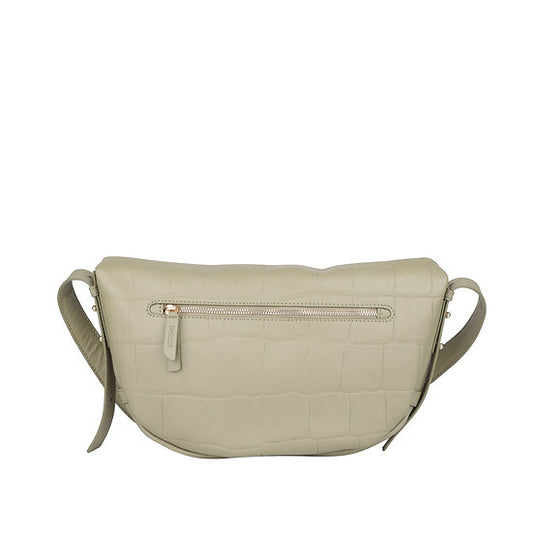 Umhängetasche in Bananenform 36x22cm in Mint mit Krokooptik - leder-accessoires.com