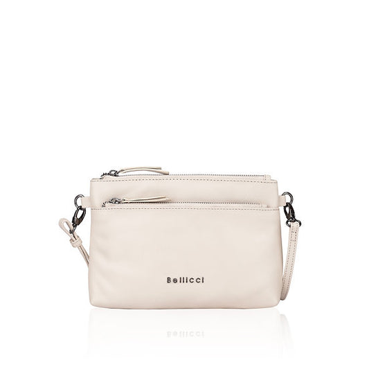 Umhängetasche 22,5x16cm in Beige mit Reißverschluss - leder-accessoires.com