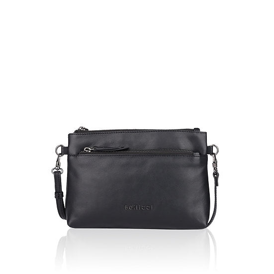 Umhängetasche 22,5x16cm in Schwarz mit Reißverschluss - leder-accessoires.com