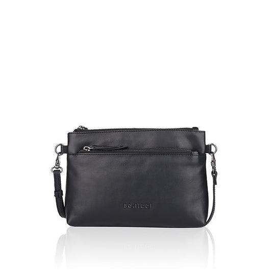 Umhängetasche 22,5x16cm in Schwarz mit Reißverschluss - leder-accessoires.com