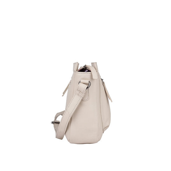 Umhängetasche 26x22cm in Beige mit Reißverschluss - leder-accessoires.com