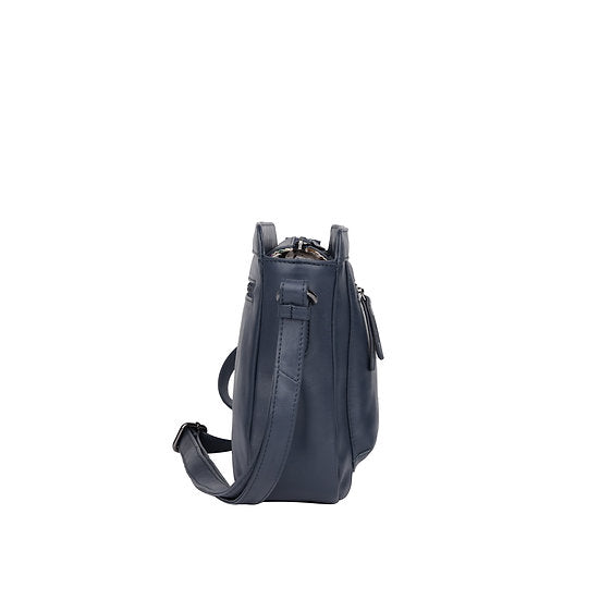 Umhängetasche 26x22cm in Marine|Blau mit Reißverschluss - leder-accessoires.com