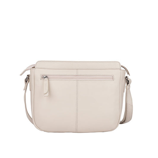 Umhängetasche 26x22cm in Beige mit Reißverschluss - leder-accessoires.com