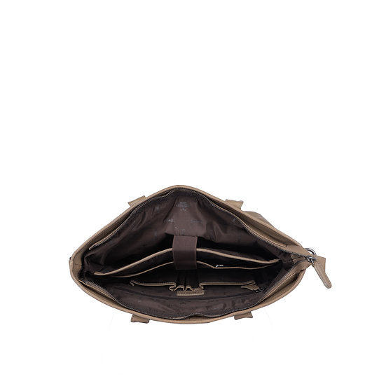Ledershopper in Taupe|Grau mit Reißverschluss und Vortaschen - leder-accessoires.com