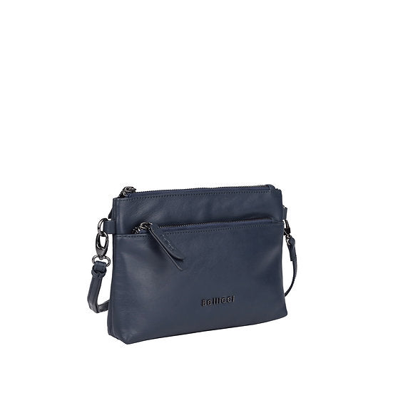 Umhängetasche 22,5x16cm in Marine|Blau mit Reißverschluss - leder-accessoires.com