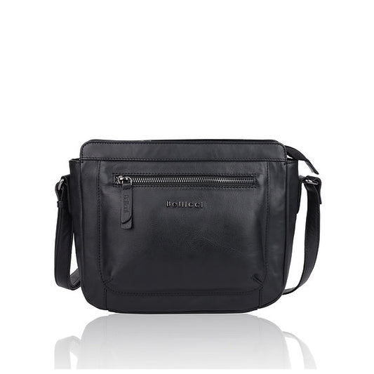 Umhängetasche 26x22cm in Schwarz mit Reißverschluss - leder-accessoires.com