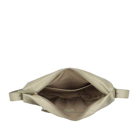 Umhängetasche in Bananenform 36x22cm in Mint mit Krokooptik - leder-accessoires.com