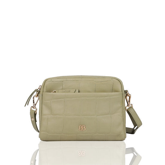Umhängetasche 22x15cm in Mint mit Krokooptik - leder-accessoires.com