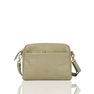 Umhängetasche 22x15cm in Mint mit Krokooptik - leder-accessoires.com