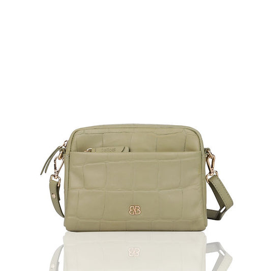 Umhängetasche 22x15cm in Mint mit Krokooptik - leder-accessoires.com