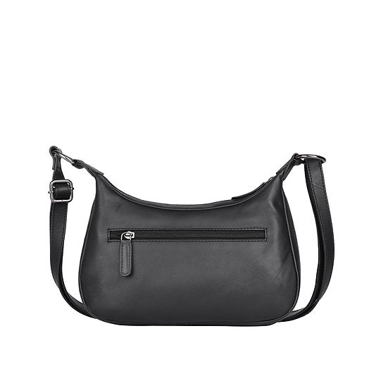 Umhängetasche in Bananenform 27x15cm in Schwarz mit Reißverschluss - leder-accessoires.com