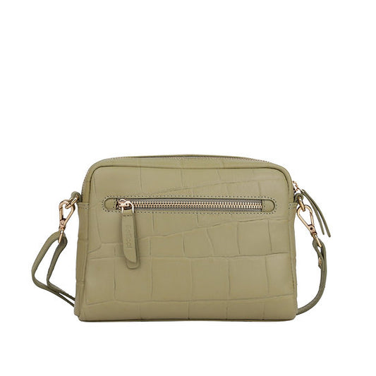 Umhängetasche 22x15cm in Mint mit Krokooptik - leder-accessoires.com