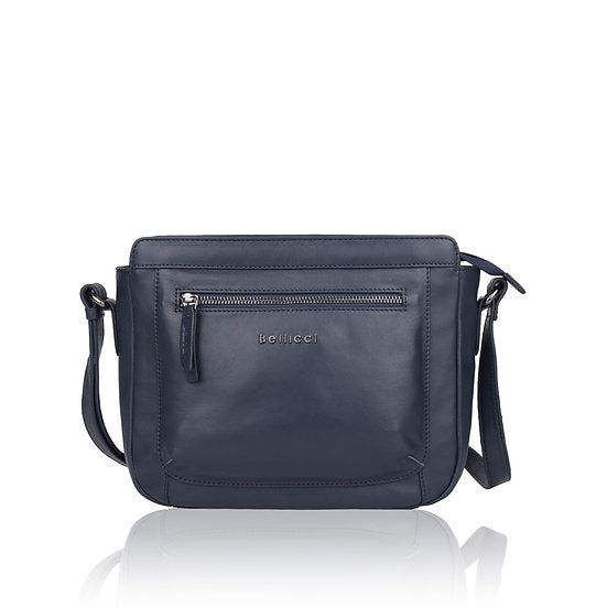 Umhängetasche 26x22cm in Marine|Blau mit Reißverschluss - leder-accessoires.com
