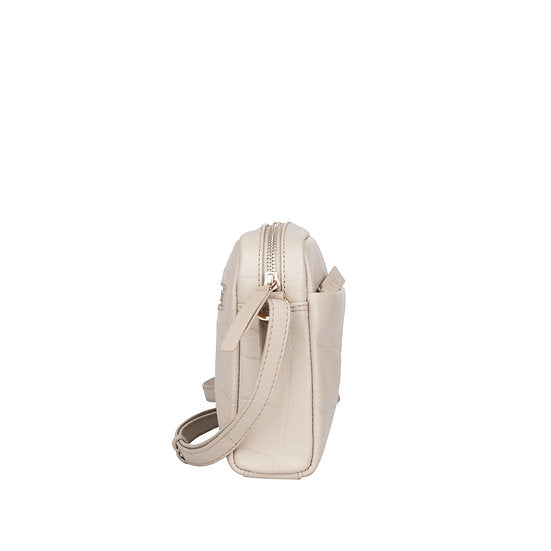 Umhängetasche 22x15cm in Beige mit Krokooptik - leder-accessoires.com