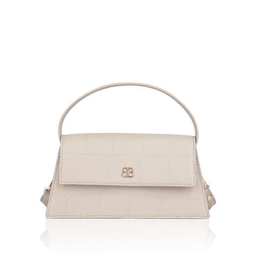 Kurzgrifftasche 22x11cm in Beige mit Krokooptik - leder-accessoires.com