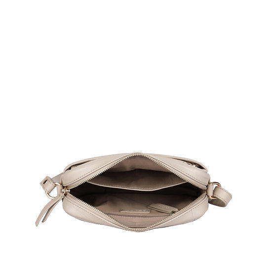 Umhängetasche 22x15cm in Beige mit Krokooptik - leder-accessoires.com