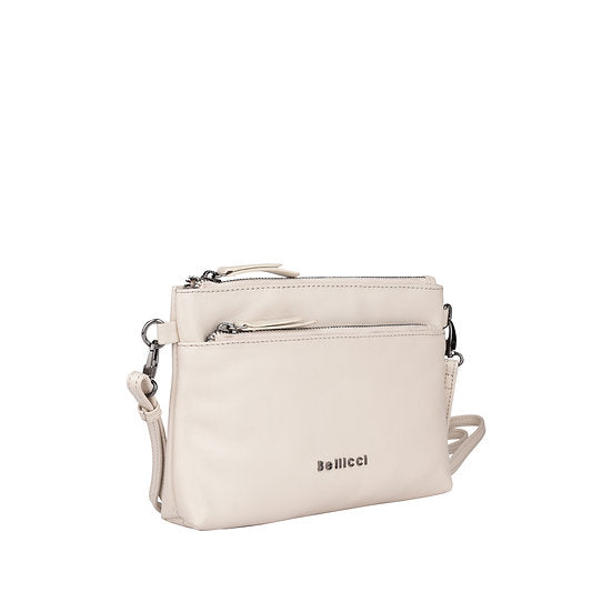 Umhängetasche 22,5x16cm in Beige mit Reißverschluss - leder-accessoires.com