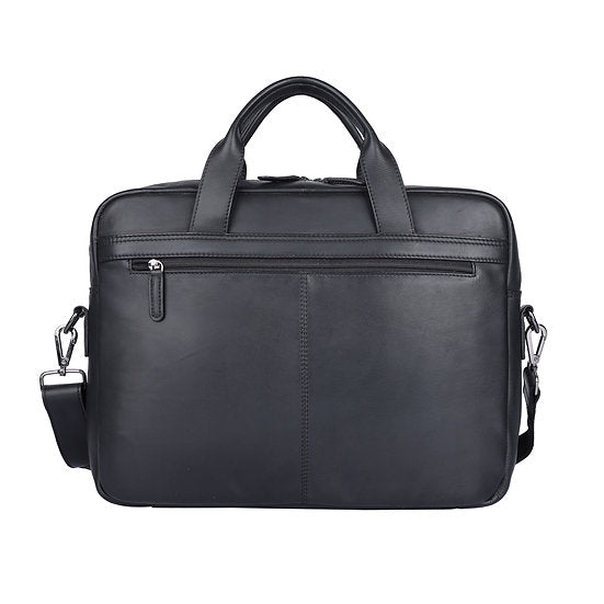 Businesstasche 40,5x30cm in Schwarz mit Reißverschluss und Vortasche - leder-accessoires.com