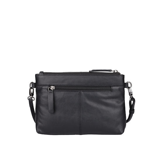 Umhängetasche 22,5x16cm in Schwarz mit Reißverschluss - leder-accessoires.com