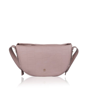 Umhängetasche in Bananenform 36x22cm in Lila mit Krokooptik - leder-accessoires.com