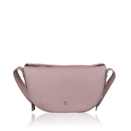 Umhängetasche in Bananenform 36x22cm in Lila mit Krokooptik - leder-accessoires.com