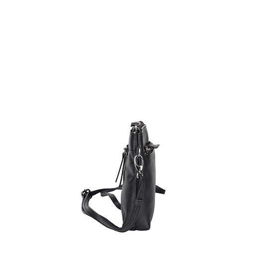 Umhängetasche 22,5x16cm in Schwarz mit Reißverschluss - leder-accessoires.com