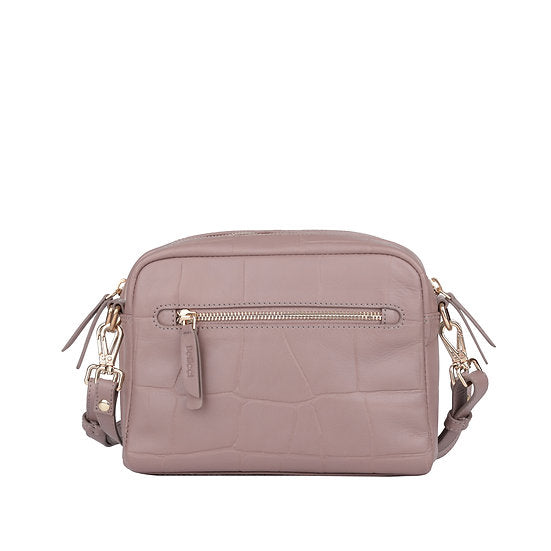 Umhängetasche 22x15cm in Lila mit Krokooptik - leder-accessoires.com